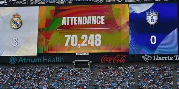 欧洲第1豪门排面 皇马世俱杯现场观众数全部超6万 其中2场超7万